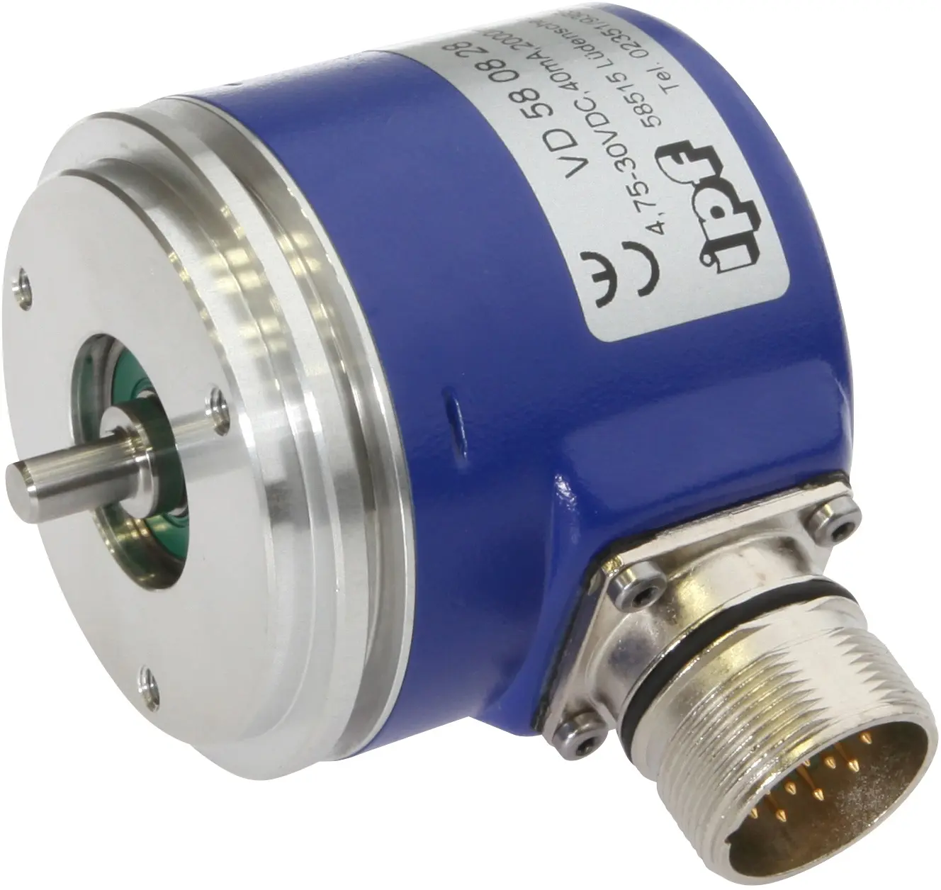 Produktfoto 1 von ipf Electronic VD580828, Drehgeber, Ø58mm 65lang, Vollwelle 6mm, 2000 Impulse