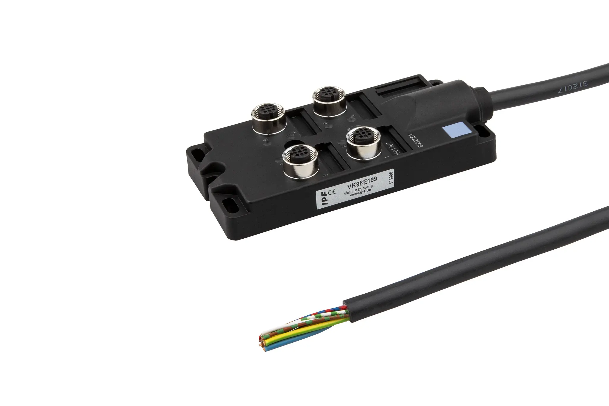 ipf Electronic VK98E199, Verteiler, 25x124x54mm, 30V, 4x M12 5polig