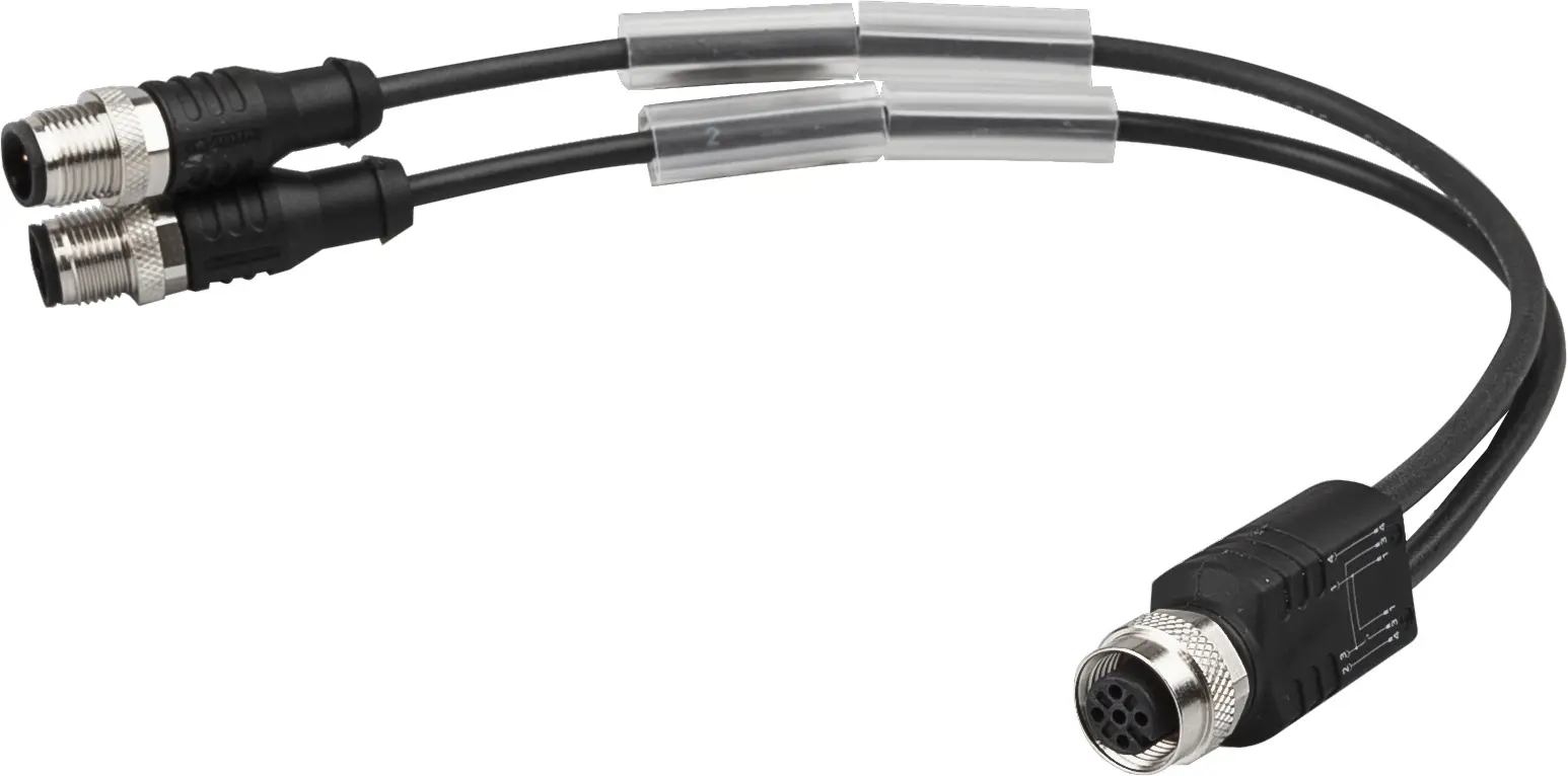 Produktfoto 1 von ipf Electronic VK000049, Verteiler, 2x M12 Stecker 3polig, M12 Dose 4polig
