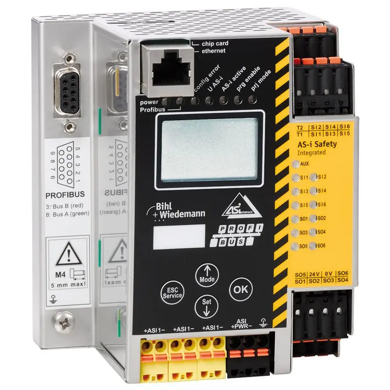 Produktfoto 1 von Bihl Wiedemann BWU2819, ASi-3 PROFIsafe über PROFIBUS-Gateway mit integriertem Sicherheitsmonitor, 1 ASi-3-Master