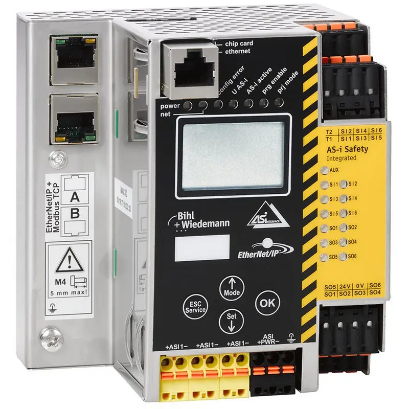 Produktfoto 1 von Bihl Wiedemann BWU2818, ASi-3 EtherNet/IP+ModbusTCP-Gateway mit integriertem Sicherheitsmonitor, 1 ASi-Master