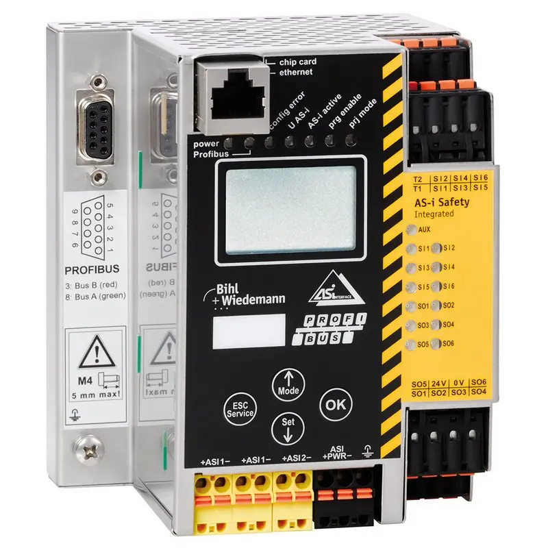 Produktfoto 1 von Bihl Wiedemann BWU2822, ASi-3 PROFIBUS-Gateway mit integriertem Sicherheitsmonitor, 2 ASi-3-Master
