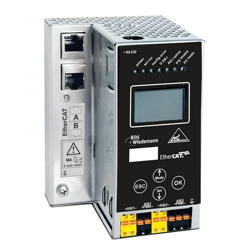 Produktfoto 1 von Bihl Wiedemann BWU2163, ASi-3-EtherCAT-Gateway in Edelstahl, 2 Master