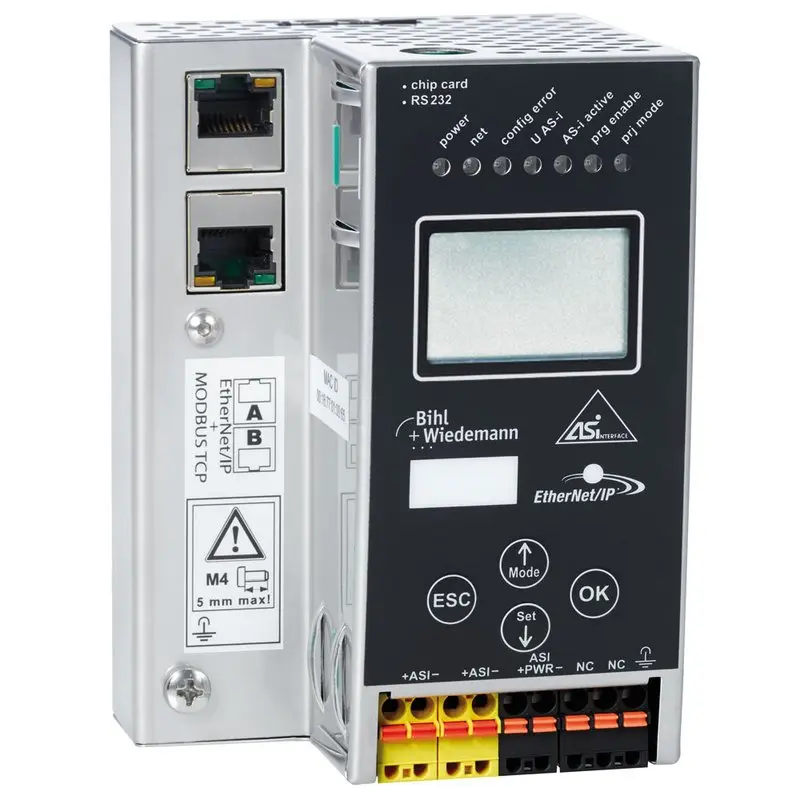 Produktfoto 1 von Bihl Wiedemann BWU2379, ASi-3 EtherNet/IP+ModbusTCP-Gateway in Edelstahl, 1 Master