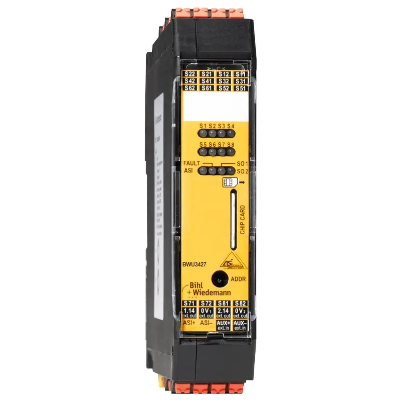 Produktfoto 1 von Bihl Wiedemann BWU3427, ASi-Safety-E/A-Modul, IP20, 4SI/2SO/8I/8O