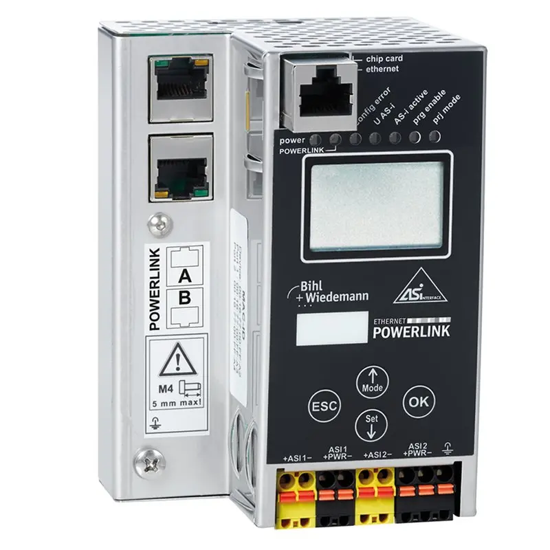 Produktfoto 1 von Bihl Wiedemann BWU3537, ASi-3 POWERLINK-Gateway in Edelstahl, 2 ASi-Master
