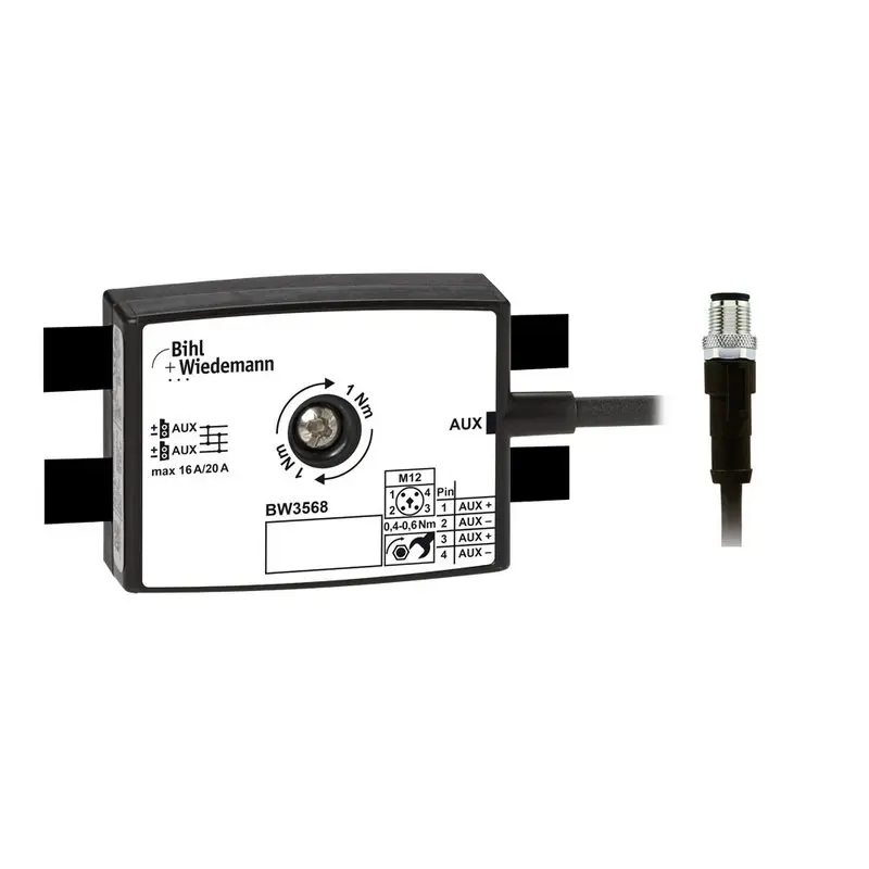 Produktfoto 1 von Bihl Wiedemann BW3568, Passivverteiler AUX an 1xM12-Power-Kabelstecker, gerade, T-codiert, 4-polig, Tiefe 25 mm, IP67