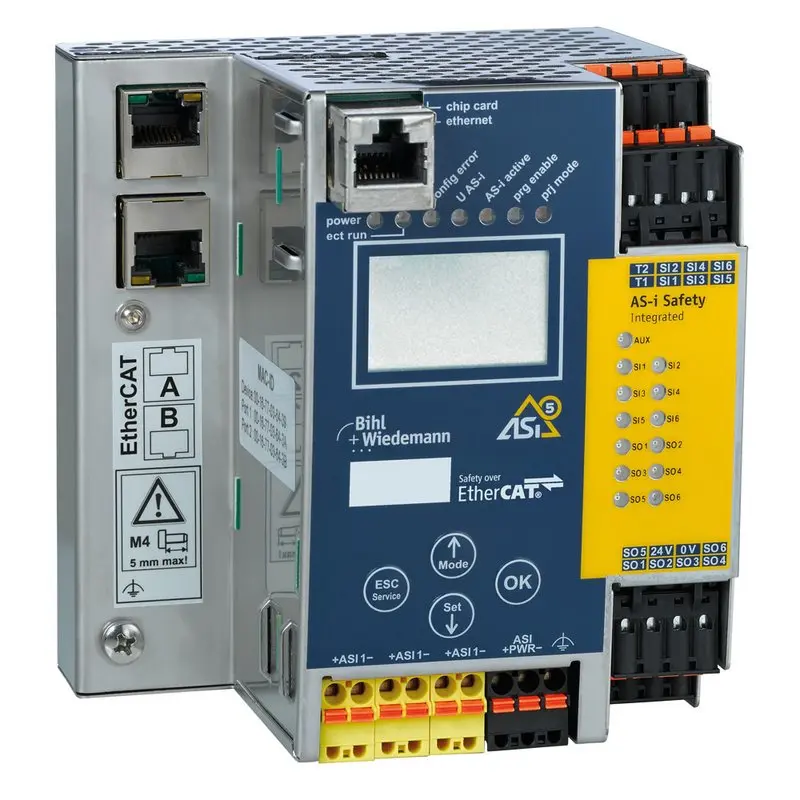 Produktfoto 1 von Bihl Wiedemann BWU3583, ASi-5/ASi-3 Safety-over-EtherCAT-Gateway mit integriertem Sicherheitsmonitor