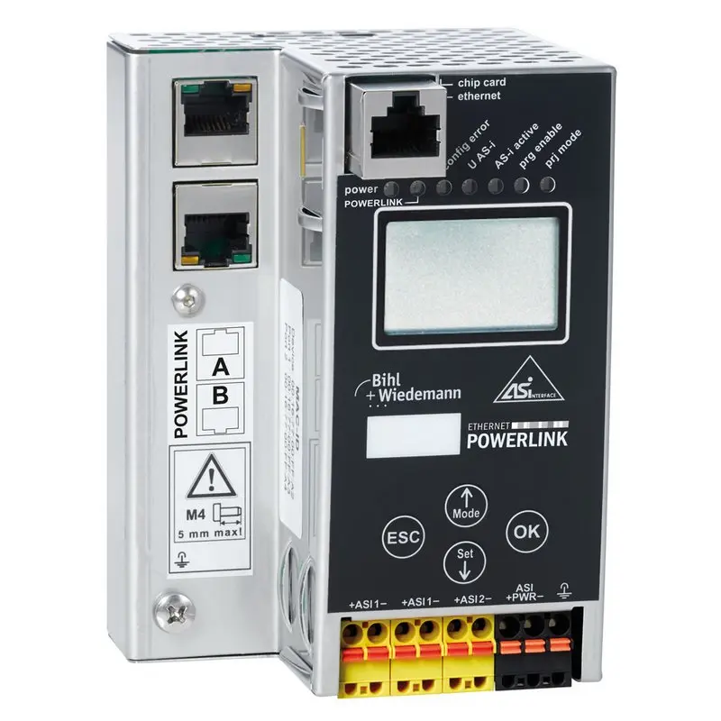 Produktfoto 1 von Bihl Wiedemann BWU3593, ASi-3 POWERLINK-Gateway in Edelstahl, 2 ASi-3-Master