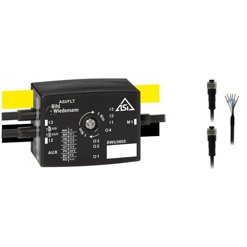 Produktfoto 1 von Bihl Wiedemann BWU3605, Aktiver Verteiler ASi-Motormodul für Frequenzumrichter mit binärer Ansteuerung, IP67, 1M/2I