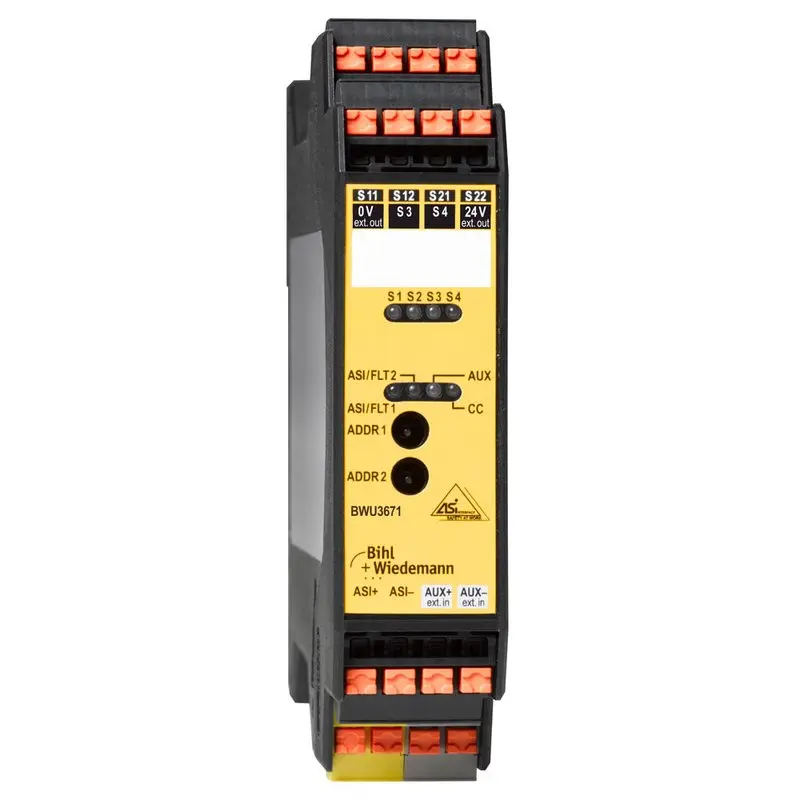 Produktfoto 1 von Bihl Wiedemann BWU3671, ASi Safety Eingangsmodul, IP20, 2SI