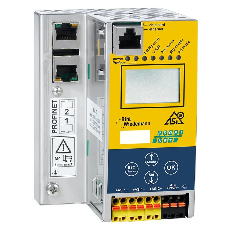 Produktfoto 1 von Bihl Wiedemann BWU3833, ASi-5/ASi-3 PROFIsafe über PROFINET-Gateway mit integriertem Sicherheitsmonitor