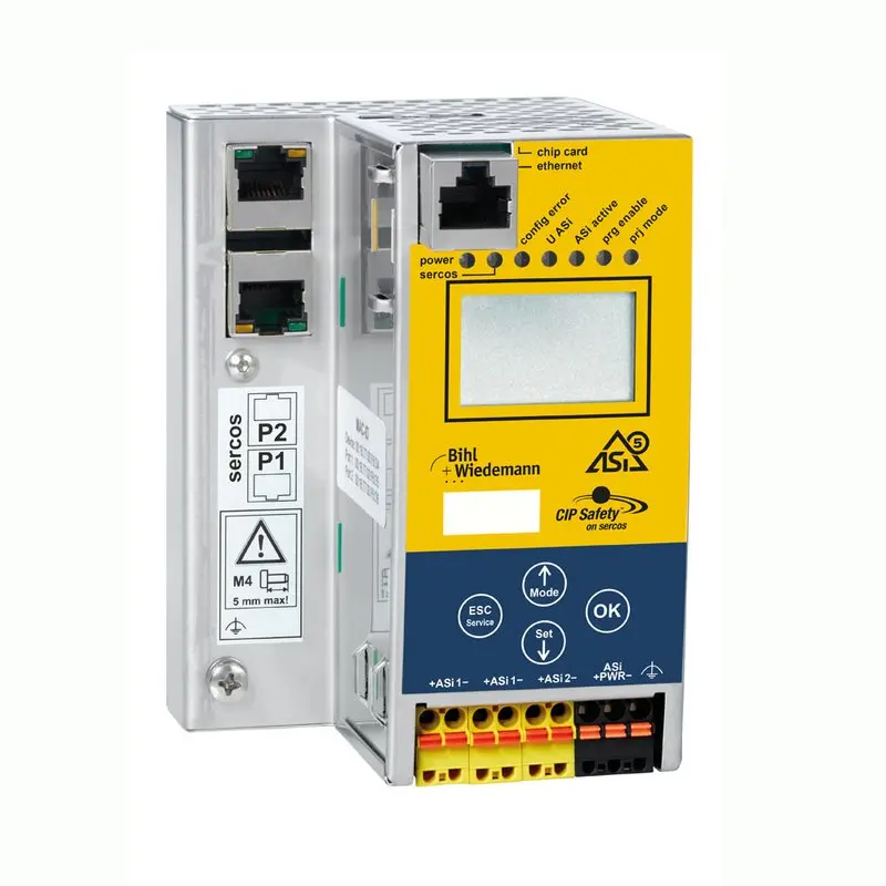 Produktfoto 1 von Bihl Wiedemann BWU3845, ASi-5/ASi-3 CIP Safety über Sercos-Gateway mit integriertem Sicherheitsmonitor