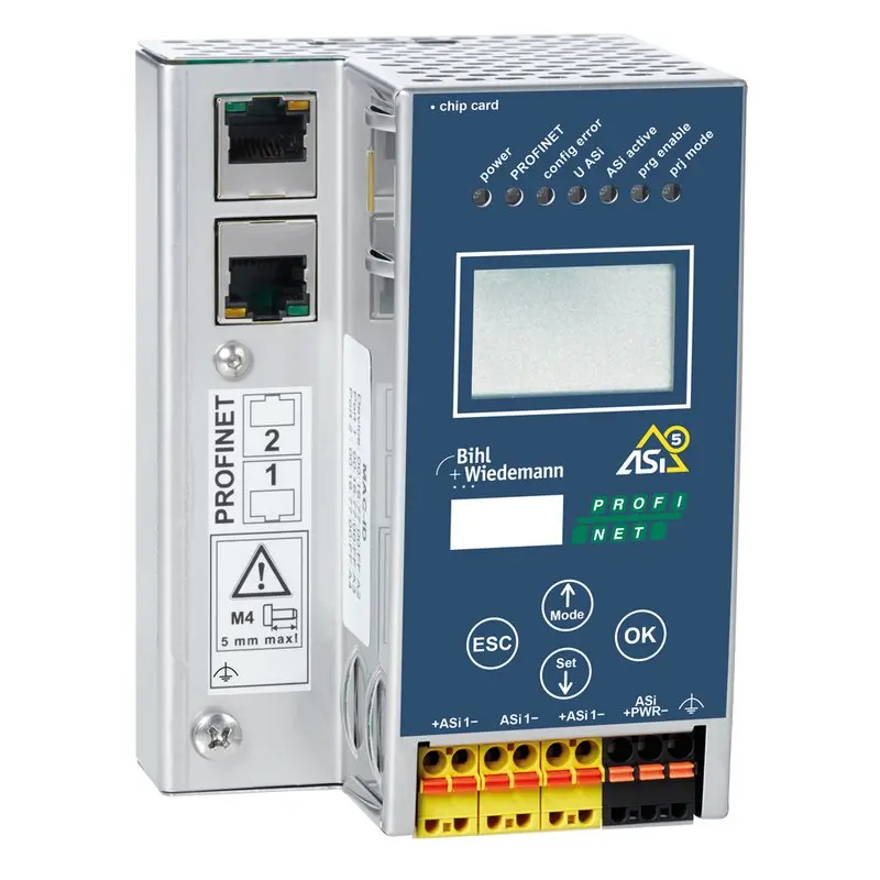 Produktfoto 1 von Bihl Wiedemann BWU3847, 24 Volt ASi-5/ASi-3 PROFINET-Gateway in Edelstahl, 1 ASi-5/ASi-3-Master