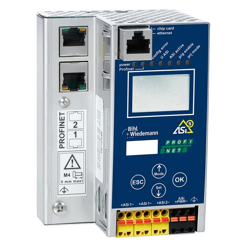 Produktfoto 1 von Bihl Wiedemann BWU3852, ASi-5/ASi-3 PROFINET-Gateway in Edelstahl, 2 ASi-5/ASi-3-Master