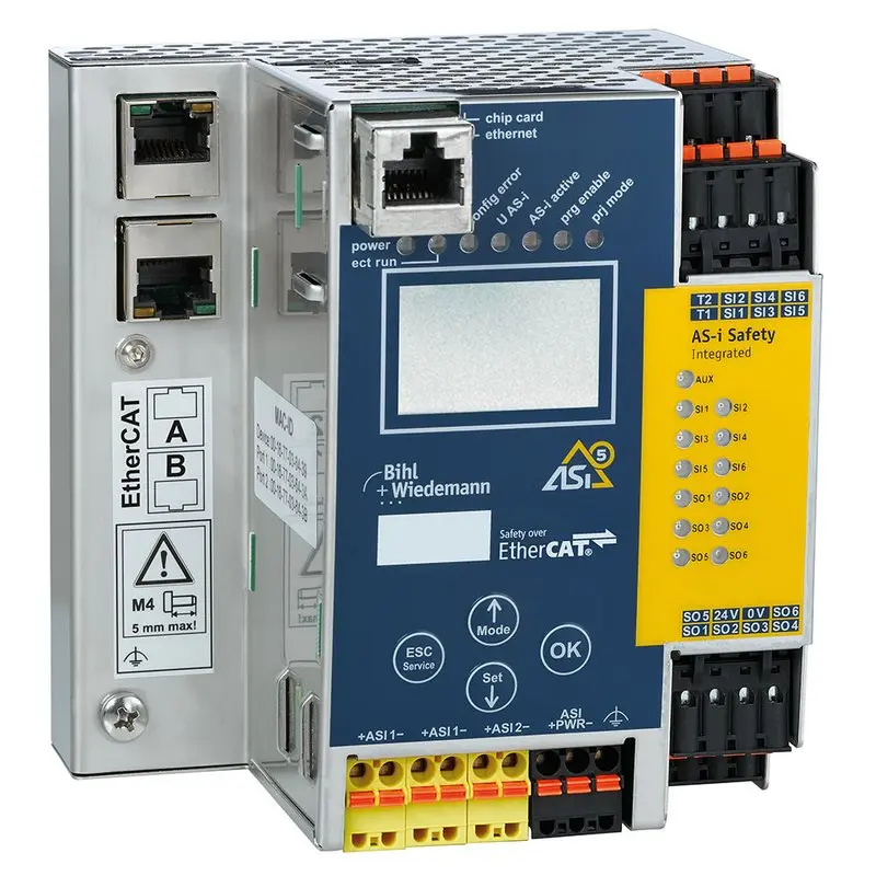 Produktfoto 1 von Bihl Wiedemann BWU3858, ASi-5/ASi-3 Safety-over-EtherCAT-Gateway mit integriertem Sicherheitsmonitor