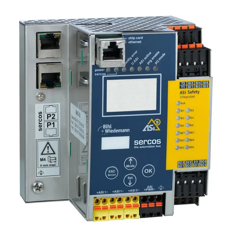 Produktfoto 1 von Bihl Wiedemann BWU3861, ASi-5/ASi-3 sichere Schneider-Antriebe über Sercos Gateway mit integriertem Sicherheitsmonitor