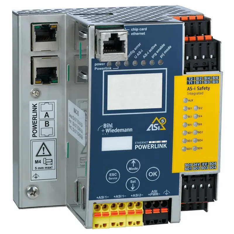 Produktfoto 1 von Bihl Wiedemann BWU3865, ASi-5/ASi-3 openSAFETY über POWERLINK-Gateway mit integriertem Sicherheitsmonitor
