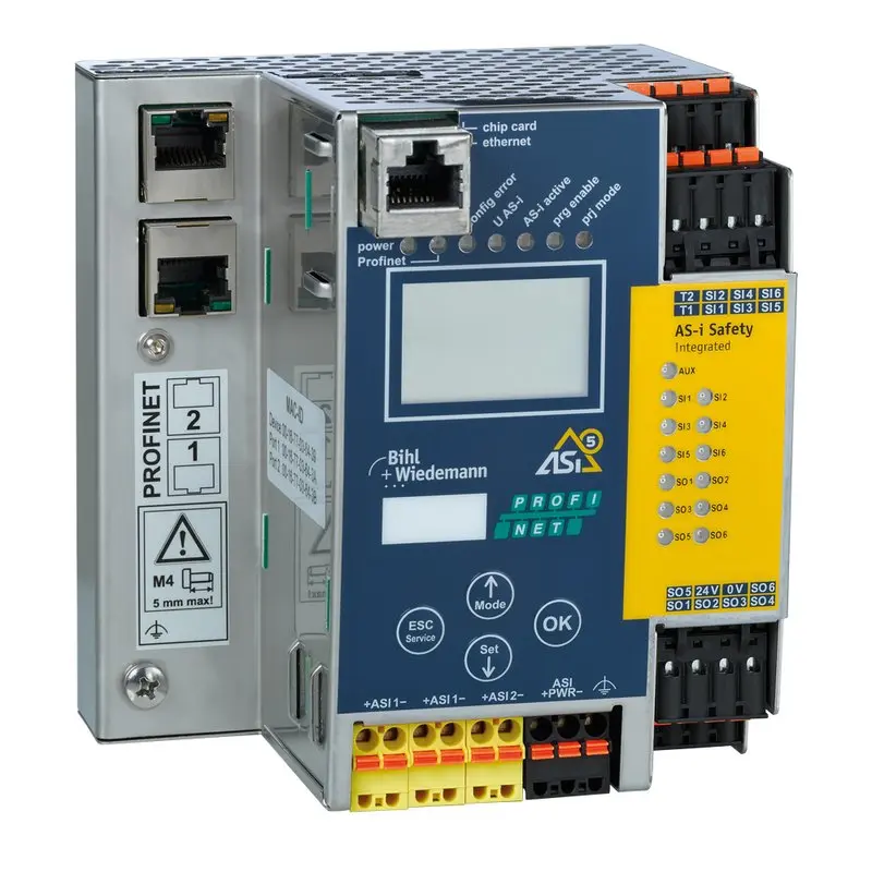 Produktfoto 1 von Bihl Wiedemann BWU4000, ASi-5/ASi-3 PROFINET-Gateway mit integriertem Sicherheitsmonitor, 2 ASi-5/ASi-3-Master