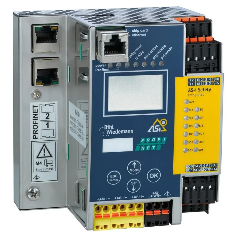 Produktfoto 1 von Bihl Wiedemann BWU3862, ASi-5/ASi-3 PROFIsafe über PROFINET-Gateway mit integriertem Sicherheitsmonitor