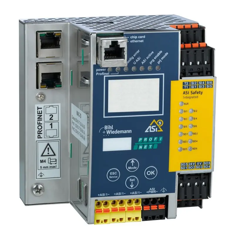 Produktfoto 1 von Bihl Wiedemann BWU3955, ASi-5/ASi-3 PROFINET-Gateway mit integriertem ASi-5/ASi-3-Sicherheitsmonitor