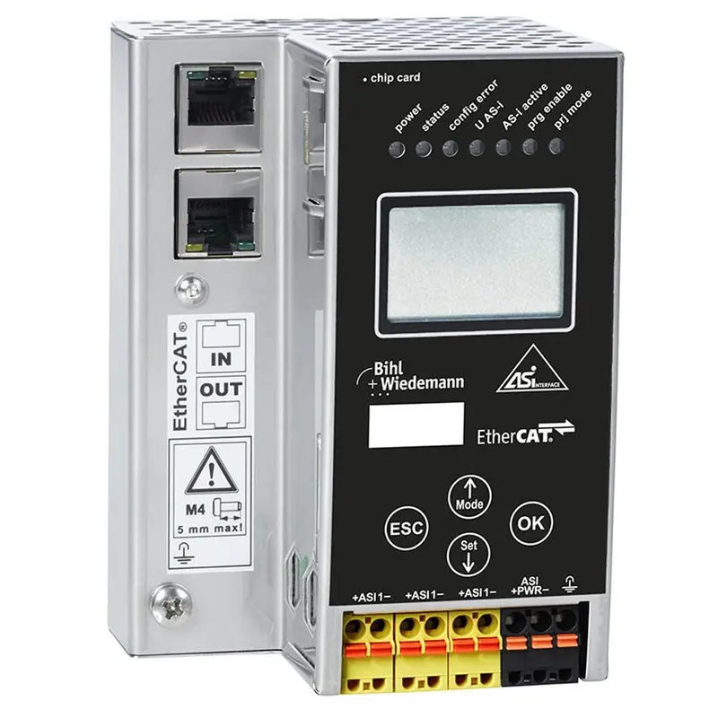 Produktfoto 1 von Bihl Wiedemann BWU3058, 24-Volt-ASi-3-EtherCAT-Gateway in Edelstahl, 1 Master
