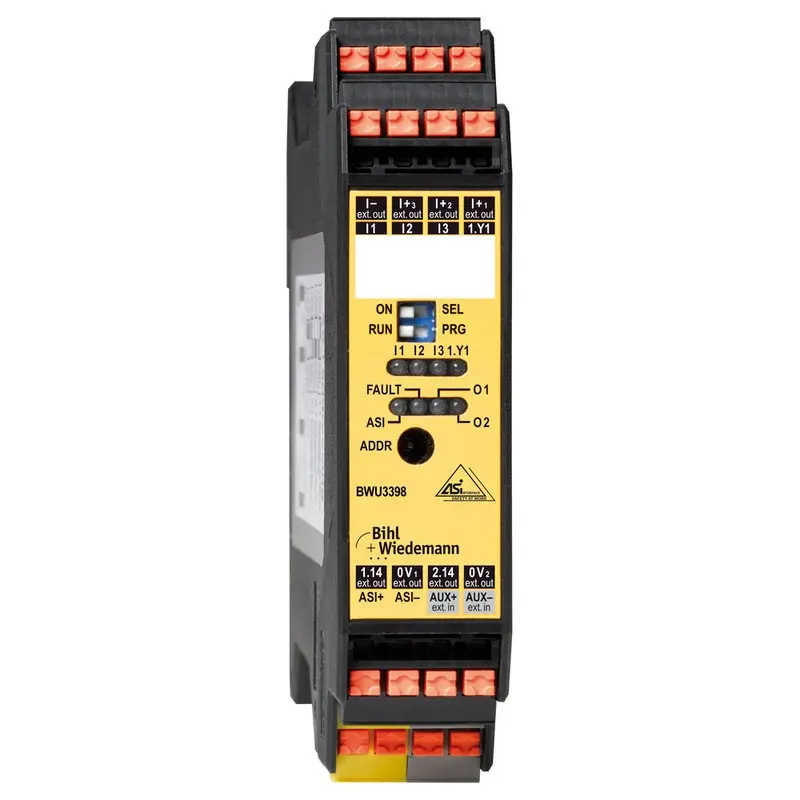Produktfoto 1 von Bihl Wiedemann BWU3398, ASi Safety Ausgangsmodul, IP20, 1SO/3I/1EDM