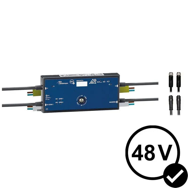 Produktfoto 1 von Bihl Wiedemann BWU4721, ASi-5 Kabelkanal Motormodul, IP54, M8 für 48 V Motorrollen, 2M/2I