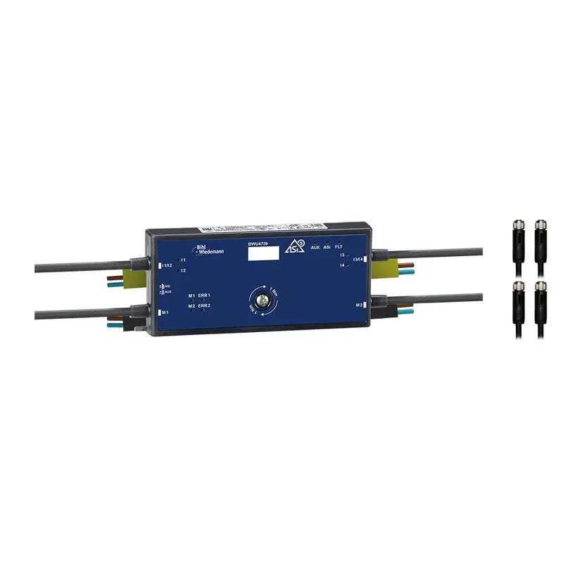 Produktfoto 1 von Bihl Wiedemann BWU4739, ASi-5 Kabelkanal-Motormodul, IP54, M8 für 24 V Motorrollen, 2M/4I