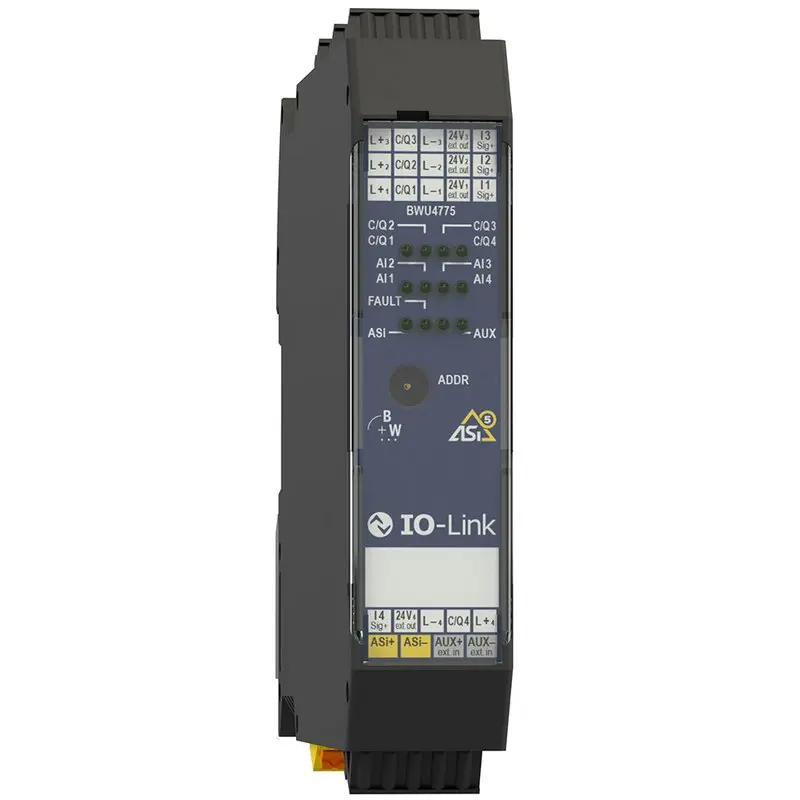 Produktfoto 1 von Bihl Wiedemann BWU4775, ASi-5 Modul mit integriertem IO-Link Master mit 4 Ports, IP20, 4 IO-Link Ports/4AI (4...20 mA)