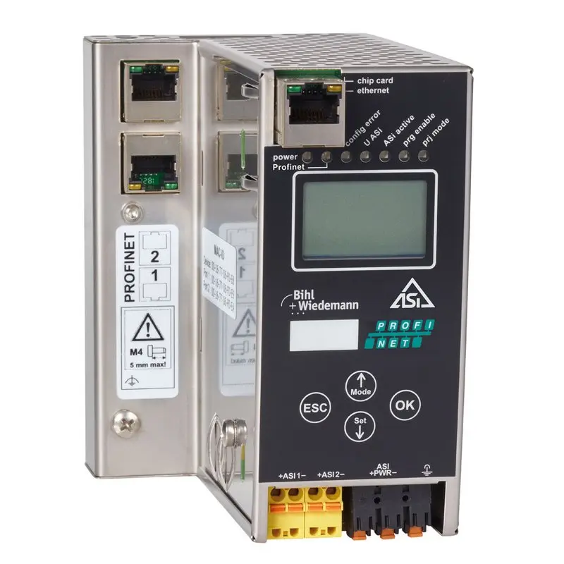 Produktfoto 1 von Bihl Wiedemann BWU4855, ASi-3-PROFINET-Gateway in Edelstahl, 2 ASi-3-Master