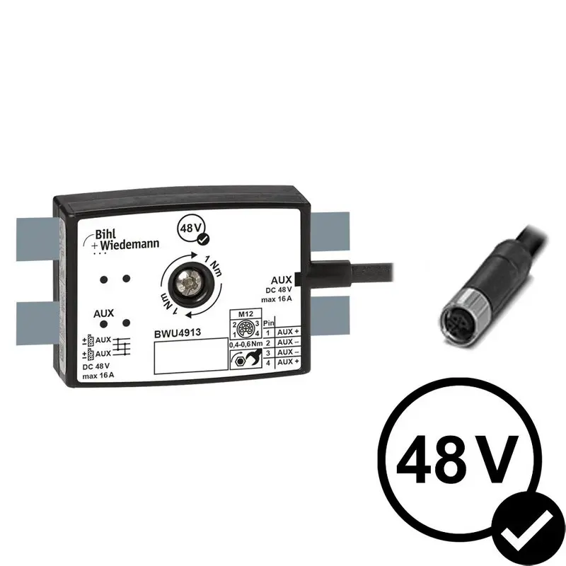 Produktfoto 1 von Bihl Wiedemann BWU4913, Passiver Verteiler AUX, 16 A, auf 1xM12-Energiekabeldose, gerade, L-kodiert, 4-polig