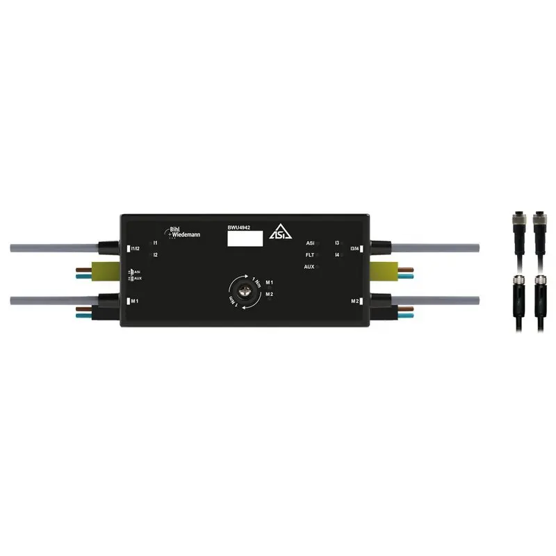 Produktfoto 1 von Bihl Wiedemann BWU4942, ASi-Kabelkanal-Motormodul, IP54, M8 und M12 für 24V-Motorrollen, 2M/4I
