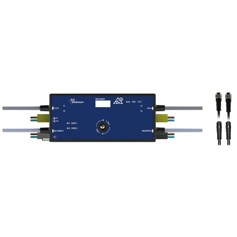 Bihl Wiedemann BWU4947, ASi-5 Kabelkanal-Motormodul, IP54, M8 für 24 V Motorrollen, 2M/4I