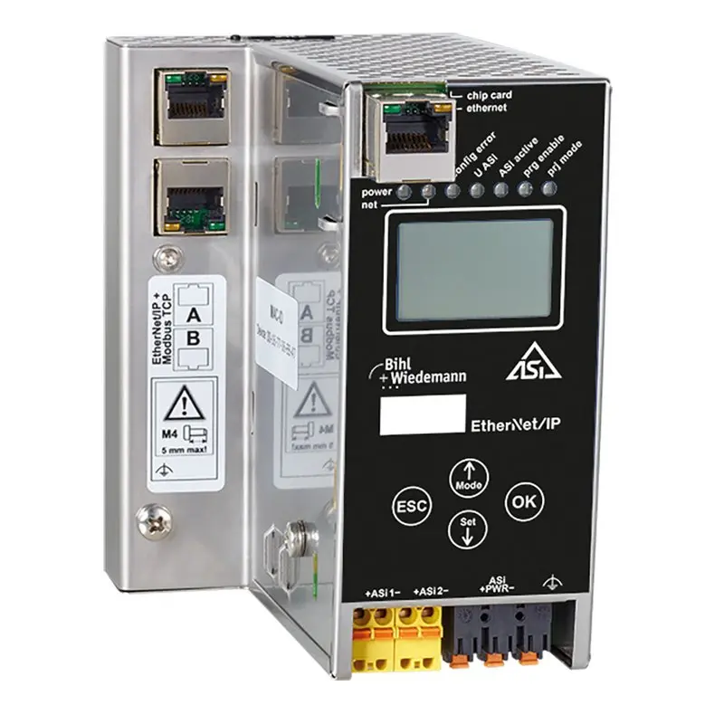 Produktfoto 1 von Bihl Wiedemann BWU4957, ASi-3 EtherNet/IP + Modbus TCP-Gateway in Edelstahl, 2 ASi-3-Master