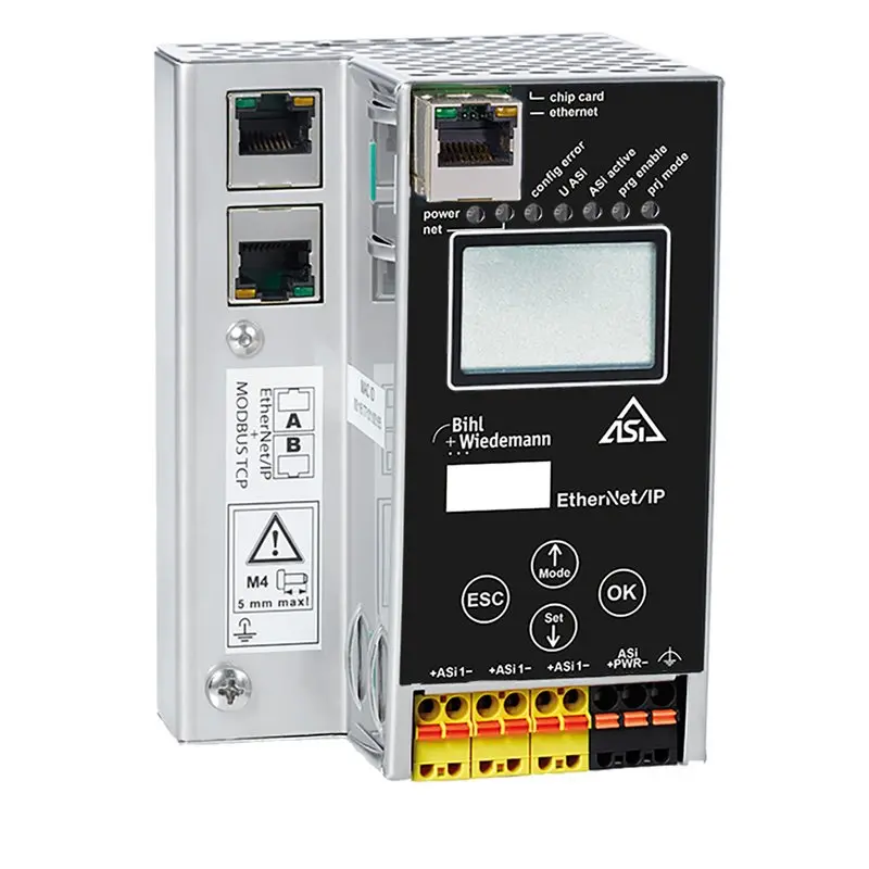 Produktfoto 1 von Bihl Wiedemann BWU4958, ASi-3 EtherNet/IP + Modbus-TCP-Gateway in Edelstahl, 1 ASi-3-Master