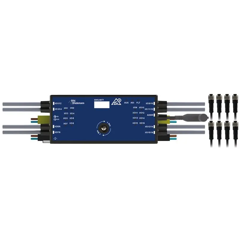 Produktfoto 1 von Bihl Wiedemann BWU4977, ASi-5 Selbstkonfigurierendes E/A-Modul, IP54, M12, 16I/O