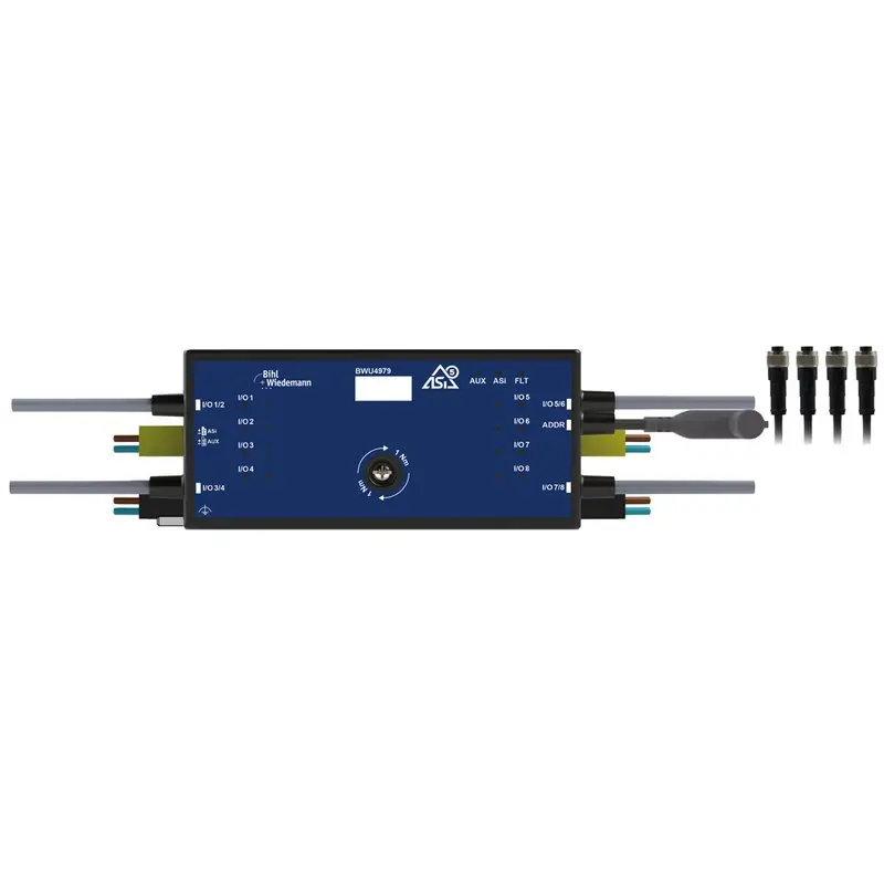Produktfoto 1 von Bihl Wiedemann BWU4979, ASi-5 Selbstkonfigurierendes E/A-Modul, IP54, M12, 8I/O