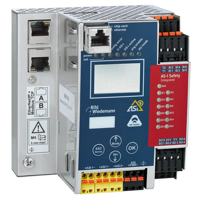 Produktfoto 1 von Bihl Wiedemann BWU4007, ASi-5/ASi-3 CIP Safety über EtherNet/IP + ModbusTCP-Gateway mit integriertem Sicherheitsmonitor