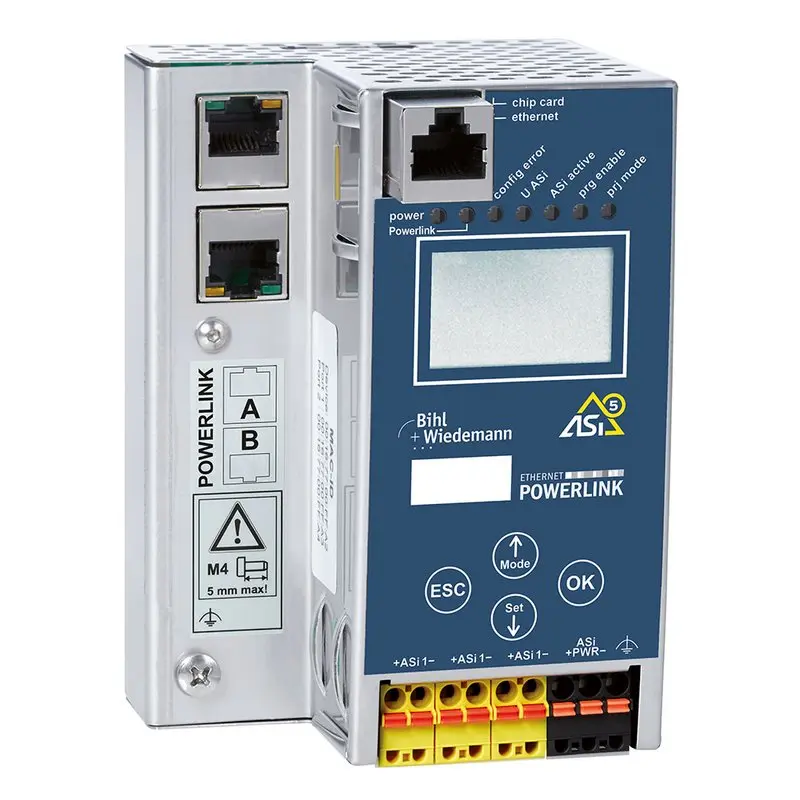 Produktfoto 1 von Bihl Wiedemann BWU4016, 24 Volt ASi-5/ASi-3 POWERLINK-Gateway in Edelstahl, 1 ASi-5/ASi-3-Master