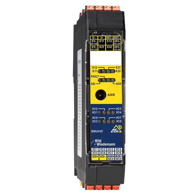 Produktfoto 1 von Bihl Wiedemann BWU4187, ASi-5 Sicherheitseingangsmodul, IP20, 4SI/8I/O