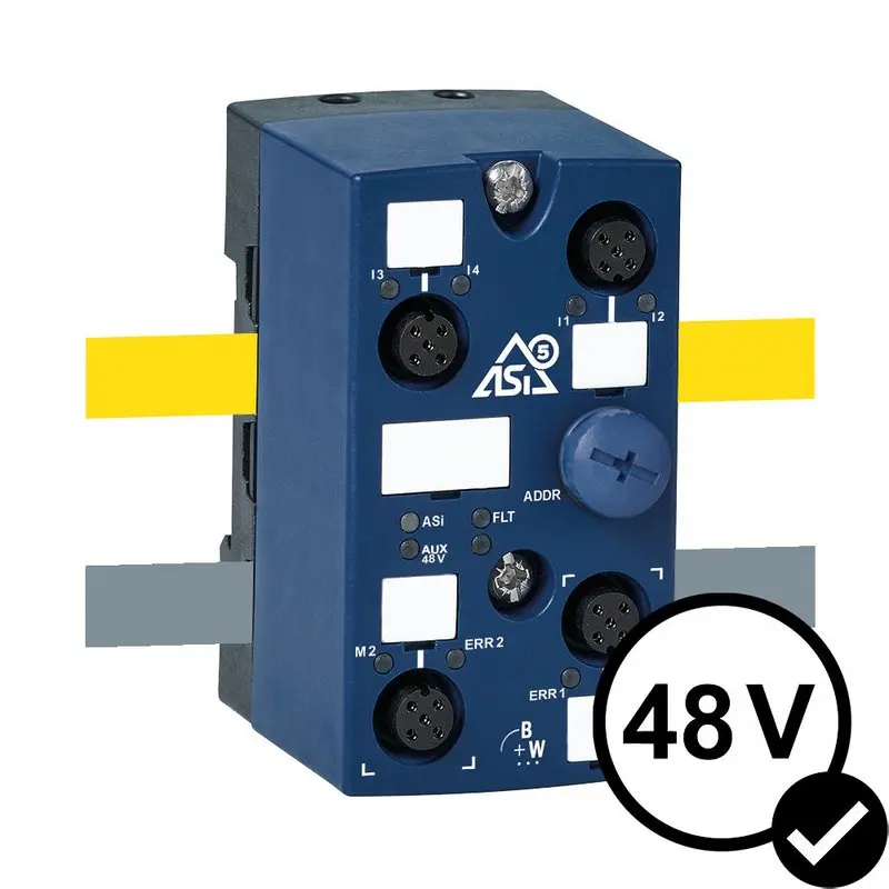 Produktfoto 1 von Bihl Wiedemann BWU4212, ASi-5 Motormodul, IP67, M12 für 48 V Motorwalzen, 2M/4I