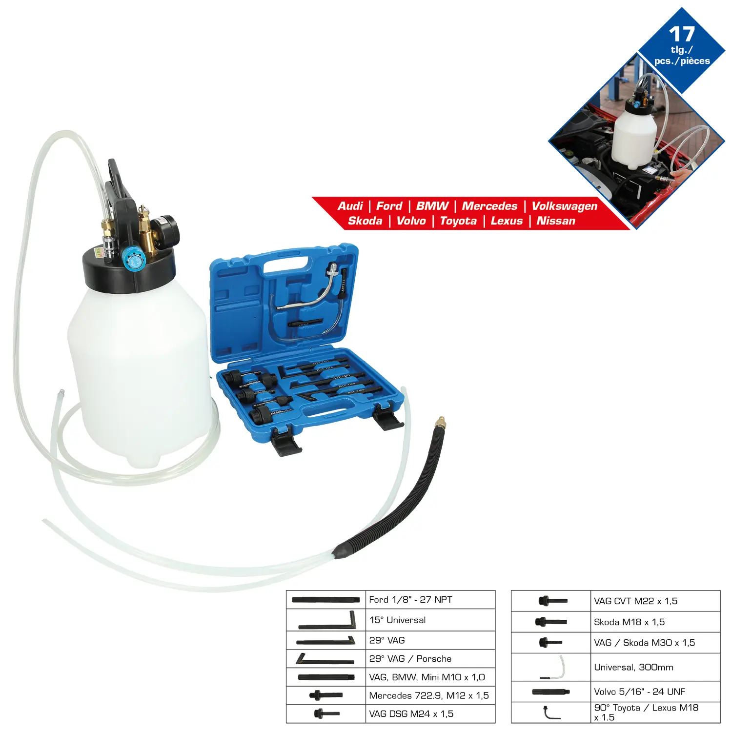 Produktfoto 1 von Brilliant Tools BT621000, Getriebe&ouml;l-Füllgerät mit Adapter - BT621000