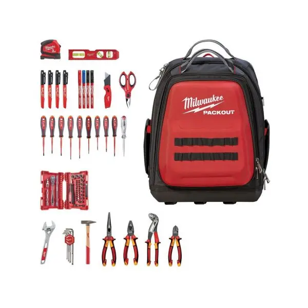 Produktfoto 1 von Milwaukee PACKOUT™ Elektriker Rucksack 76-teilig, SKU: 4932498407