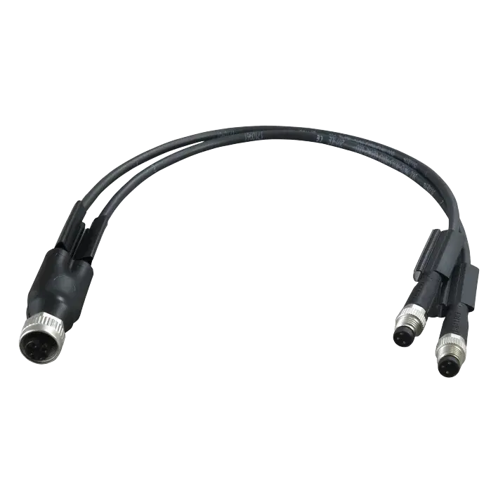 Produktfoto 1 von FIPA 20.554, Y-Adapter Buchse M12, 4-polig auf 2x Stecker M8, 3-polig,