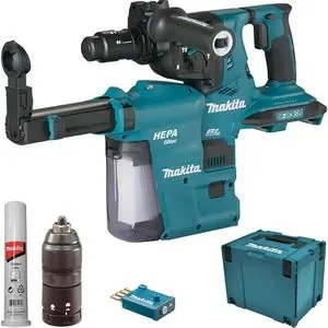 Produktfoto 1 von Makita DHR283ZWJU, Akku-Kombihammer SDS-PLUS 2x18V Solo mit Absaugung im MAKPAC