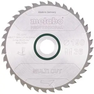 Produktfoto 1 von Metabo 628075000, Kreissägeblatt Multi Cut Professional, 190 x 30mm, 36 Zähne