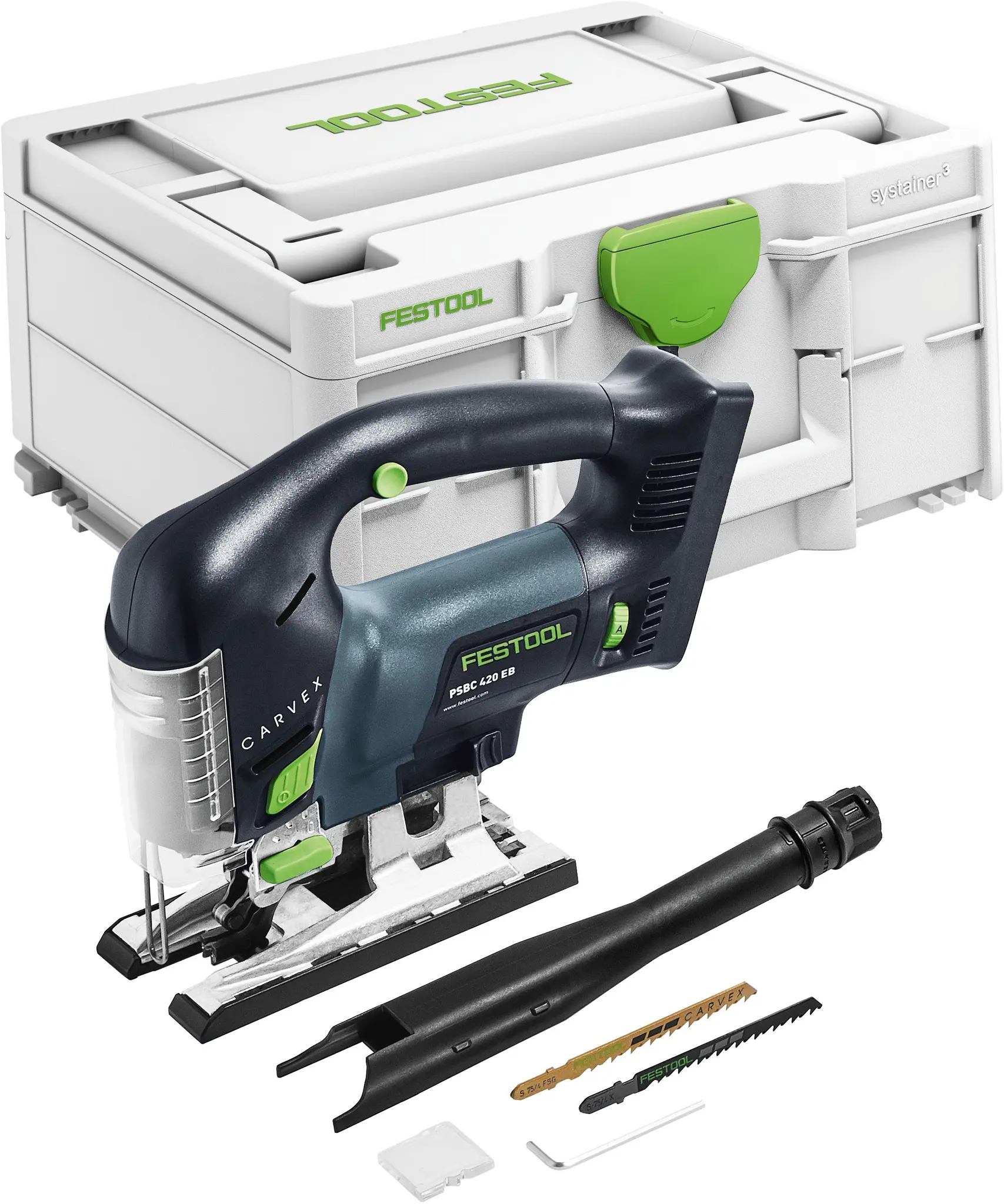 Produktfoto 1 von Festool 576530, Akku-Pendelstichsäge PSBC 420 EB-Basic CARVEX, powered by UPR