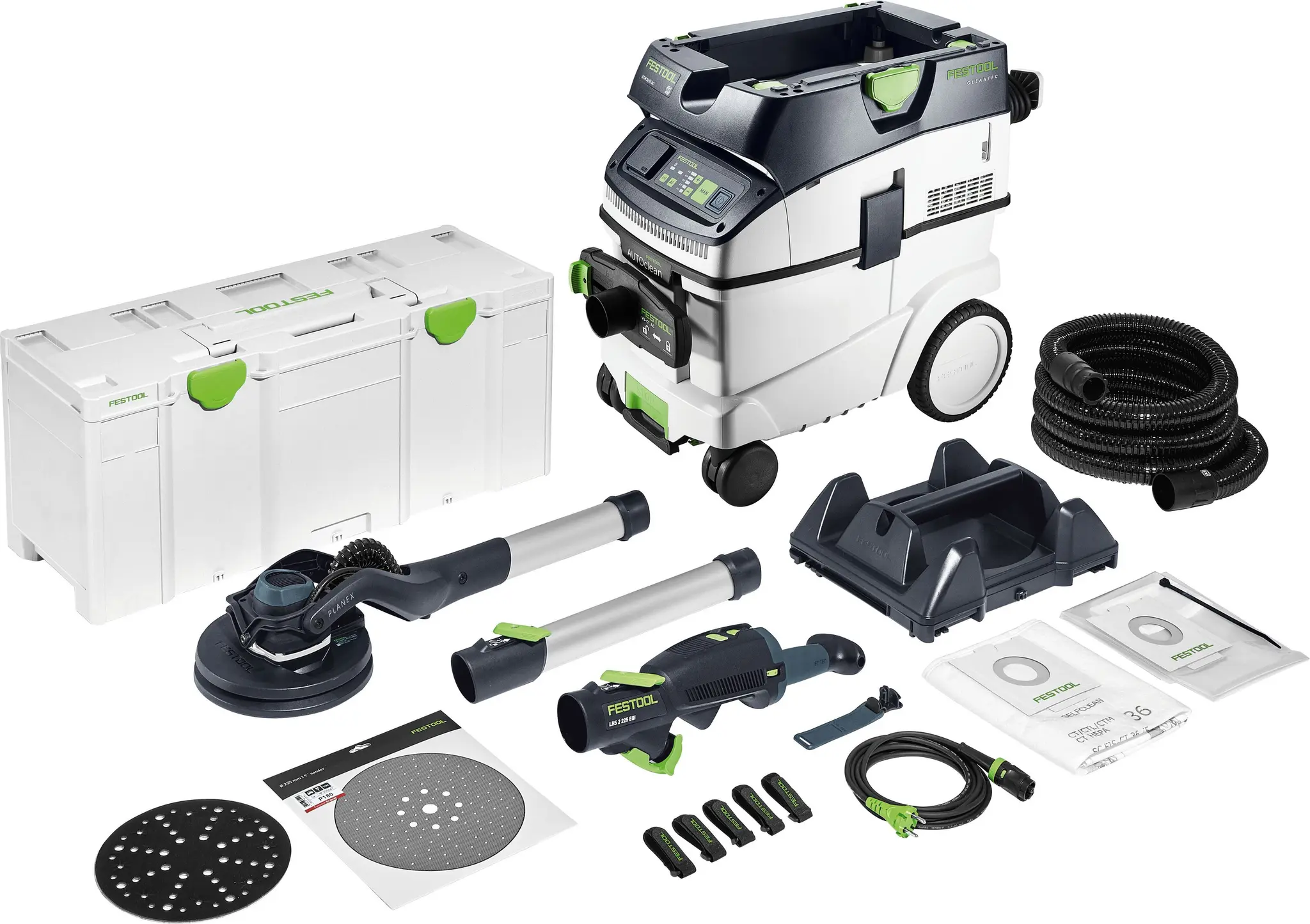 Produktfoto 1 von Festool 578425, Langhalsschleifer- und Sauger-Set PLANEX LHS 2 225 EQI/CTM 36-Set