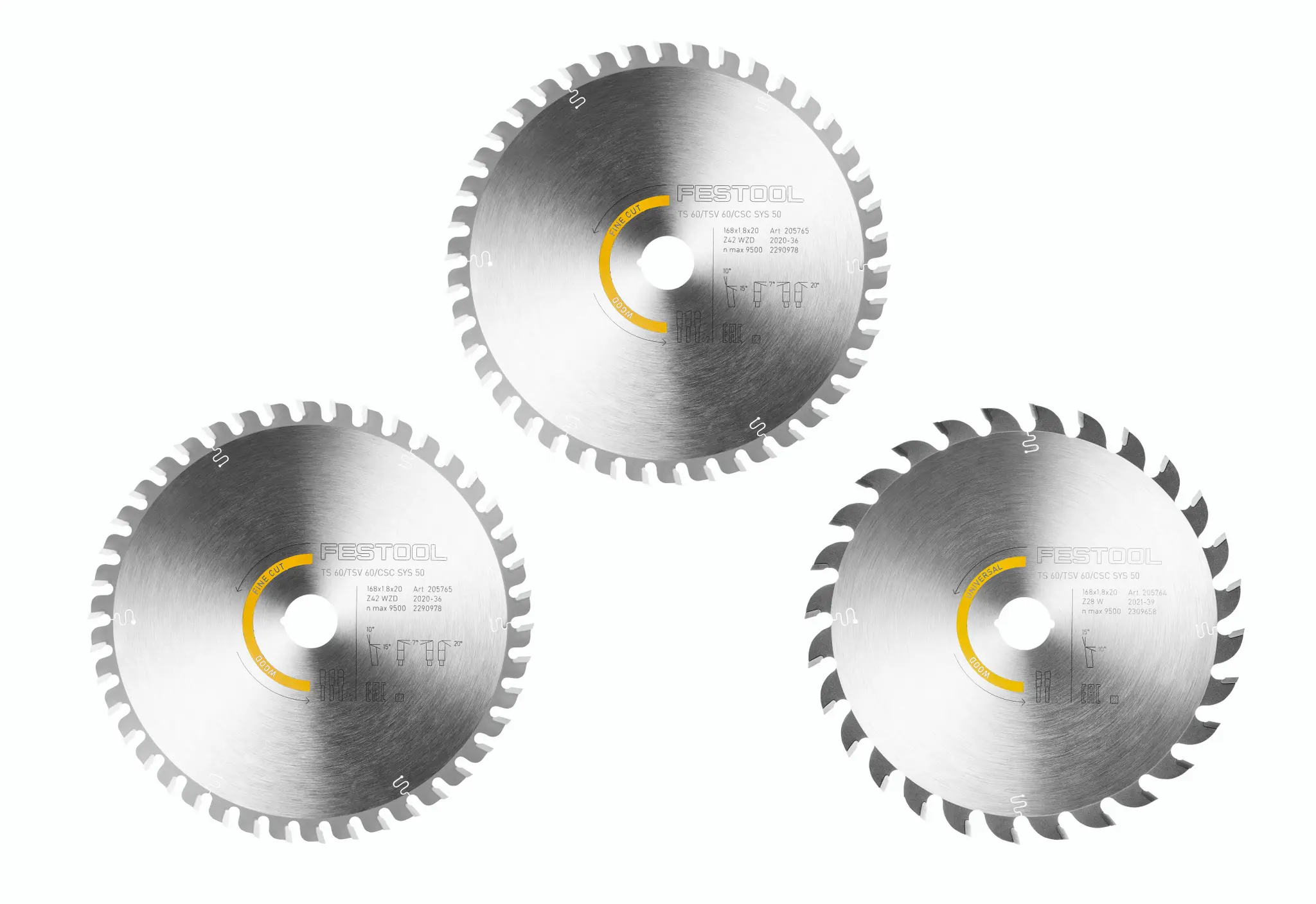 Produktfoto 1 von Festool 578566, Kreissägeblatt-Set KSB-SORT/3 W 168x18